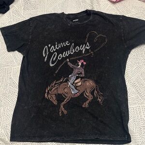 Women Hollister J’aime Cowboys Graphic T-Shirt - Black